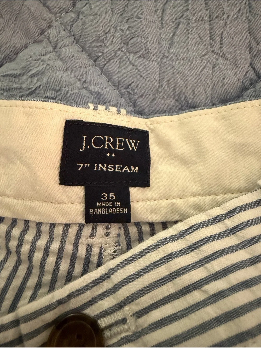 J. Crew Men’s Blue/White Seersucker Shorts 7” inseam Size 35